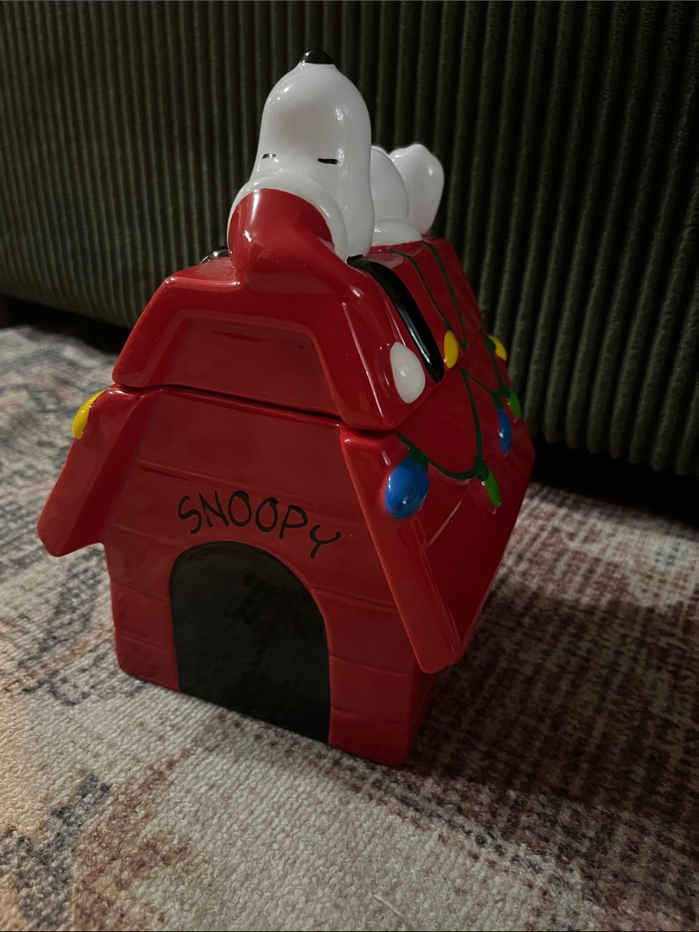 Peanuts Snoopy Red Doghouse Ceramic with Christmas Lights